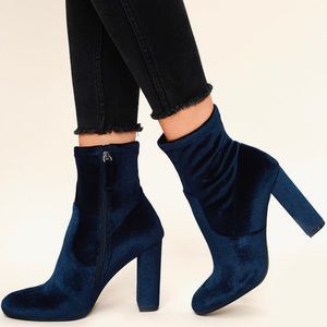 Navy Velvet Steve Madden Bootie